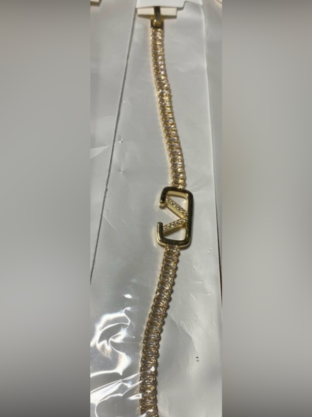 Gold Tone Women's Bracelet with Crystal-Accented Initial Accent